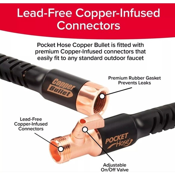 Pocket Hose Copper Bullet 25 Ft Expandable w/ Thumb Nozzle As Seen on TV - Picture 8 of 10